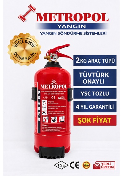 2 Kg Tozlu Yangın Söndürme Cihazı, Yangın Söndürme Tüpü, Yangın Tüpü, Yangın Söndürücü, Yangın - 882335480