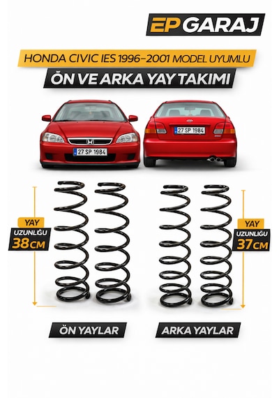 Honda Civic İes 1996 2001 Model Uyumlu Ön + Arka Yay Takımı