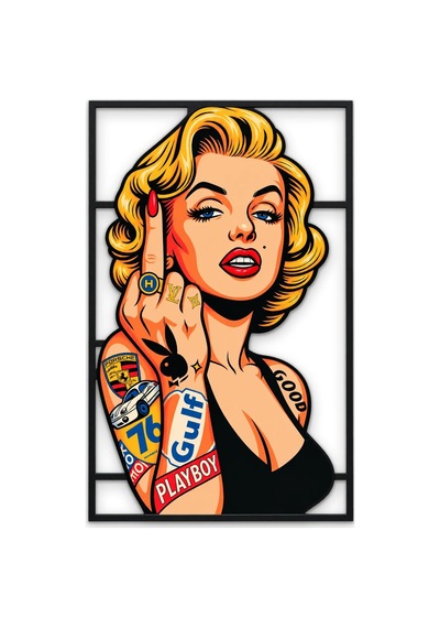 Dövmeli Pop Art İkon - Metal Tablo - Dec0344 32 X 50 Cm Çok Renkli