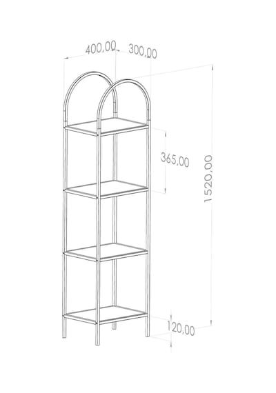 Mona Gold Köşe Kitaplık Dekoratif Aksesuar Rafı Mutfak Rafı 40cm Füme Camlı