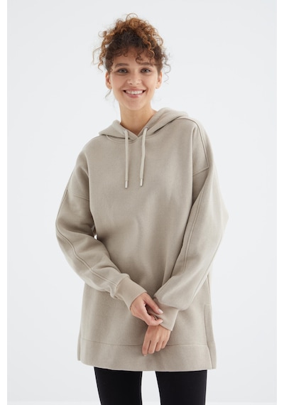 Tommy Life Koyu Bej Reglan Kol Basic Kapüşonlu Oversize Sweatshirt Tunik - 97242 Koyu Bej Tommy Life Koyu Bej Reglan Kol Basic Kapüşonlu Oversize Sweatshirt Tunik - 97242 Koyu Bej