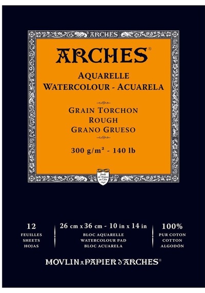 Arches Suluboya Blok Doğal Beyaz Dokulu 140lb 300gr 26x36 12 Yapr