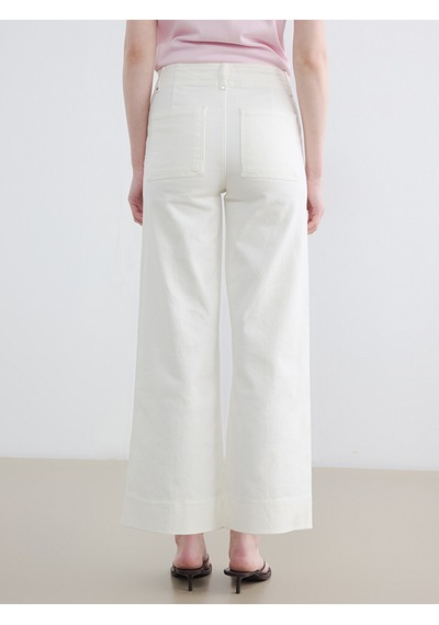 Lcw Modest Ekru Wideleg Fit Kadın Jean Pantolon