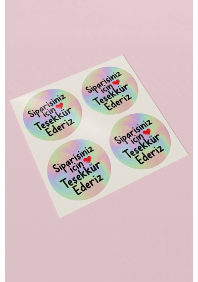 Hologram Kalpli Teşekkür Ederiz Sticker 3x3cm St2363 Çok Renkli