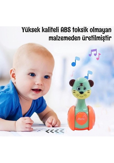 Sevimli Kaplan Müzikli Hacıyatmaz Kahverengi - Eğitici Bebek Oyuncağı - Sesli Hareketli Denge Figürü