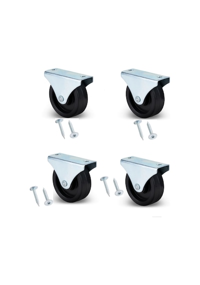 Sabit Tabanlı Masa Tekeri Sehpa Ve Dolap Tekeri Teker Çapı:38mm Yükseklik:50mm 4 Adet Gri - Siyah