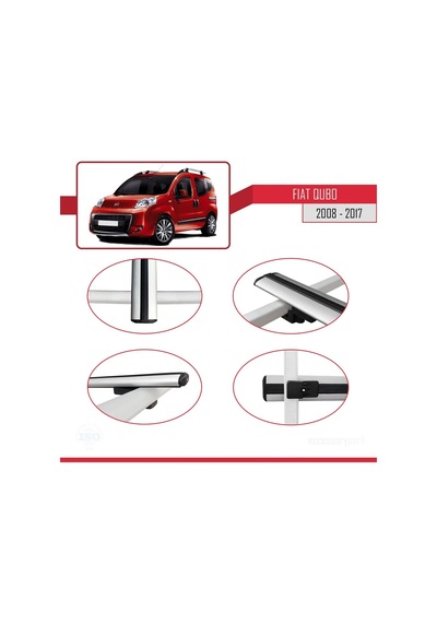 Fiat Qubo 2008-2017 Arası İle Uyumlu Basic Model Ara Atkı Tavan Barı Gri 3 Adet