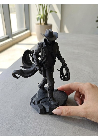 Siyah Kovboy Biblosu 15 Cm Vahşi Batı Karakter Heykeli Masaüstü Ofis Kitaplık Dekoru Erkek Hediyelik Figür 15cm