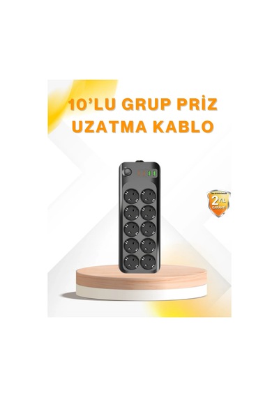 10 Lu Çoklu Priz Termal Korumalı Usb Type-c Çıkışlı 2500w Uzatma Kablosu 2