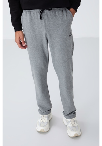 Tommy Life Gri Melanj Bağcıklı Cepli Standart Kalıp Klasik Paça Erkek Eşofman Alt - 84682 GB MELANJ
