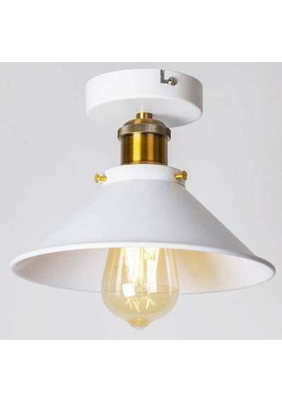 Rsylight Retro Metal Dekoratif Rustik Tavan Beyaz Tekli Avize Çap 30 Cm