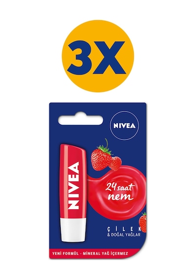 Nivea Çilek Dudak Bakım Kremi 3 x 4.8 G