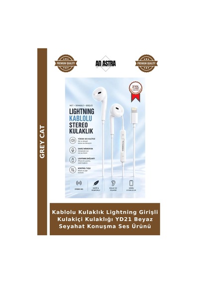 Kablolu Kulaklık Lightning Girişli Kulakiçi Kulaklığı Yd21 Beyaz Seyahat Konuşma Ses Ürünü