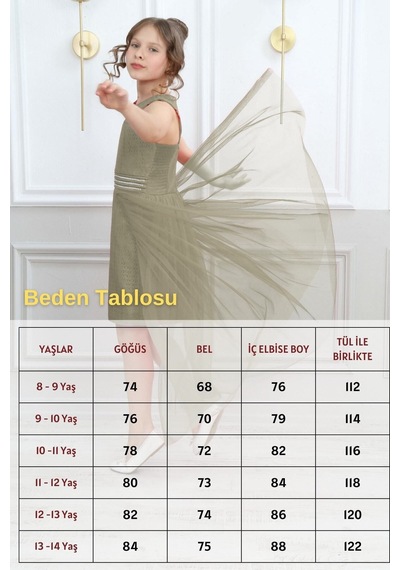 Asortix Kız Çocuk Abiye Elbise Yeşil