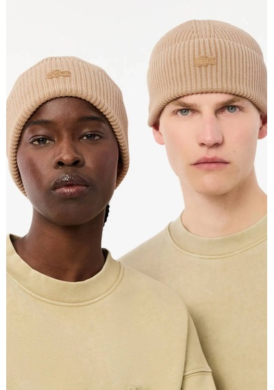 Lacoste Nakış Logolu Yün Unisex Bere Bej Bej
