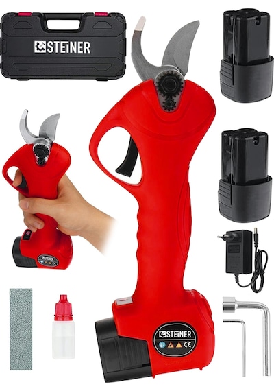 Steiner 128 Vf 10 Ah Kömürsüz Motor Akülü Bağ Makası Çantalı Krmz