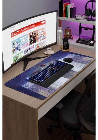 Kujou Sara Genshin Impact Anime Oyuncu V1 - 90x40 Xxl Gaming Mouse Pad Fare Altlığı