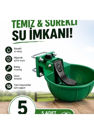 Kırılmaz  5 Adet Büyükbaş İçin Hayvan Suluğu - Plastik Kırılmaz Suluk 3 Litre
