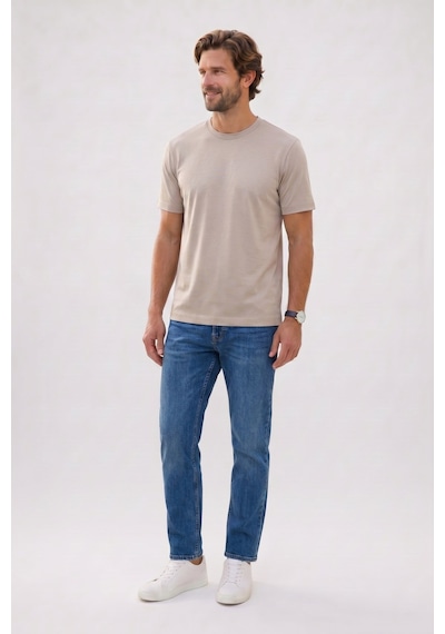 Tudors Erkek Regular Fit Klasik Kesim Ekstra Soft Modal Kumaş Bisiklet Yaka Kısa Kollu Bej Tişört-50820