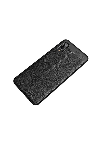 Noktaks - Galaxy A02 Uyumlu Kılıf Deri Dikiş Görünümlü Niss Karbon Silikon Kapak - Lacivert - T16721