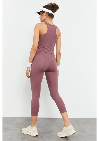 Tommylife Gül Kurusu Yüksek Bel Kapri-crop Atlet Slim Fit Kadın Tayt Takım - 95284 Gülkurusu