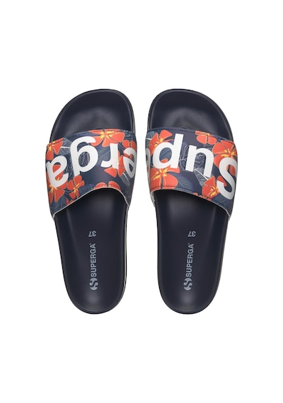 Superga 1908 Slides Hibiscus Print Polysoft Unisex Siyah-turuncu Terlik Siyah-turuncu-332