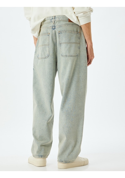 Koton Baggy Kot Pantolon Rahat Kesim Cep Detaylı Pamuklu Açık İndigo 5wam40115ıd Açık İndigo