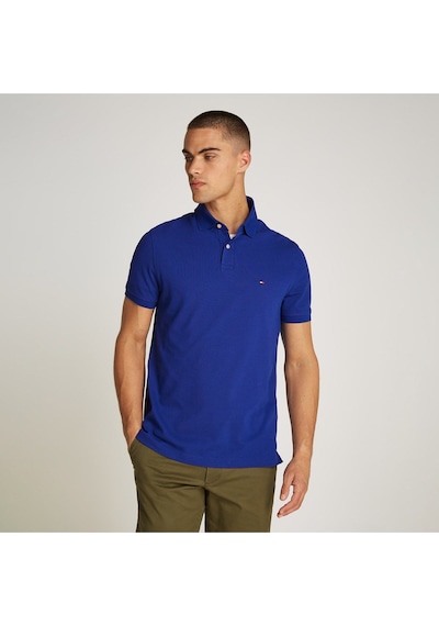 Tommy Hilfiger Erkek Dokuma Polo Yaka Kısa Kol Günlük Mavi T-shirt-15689