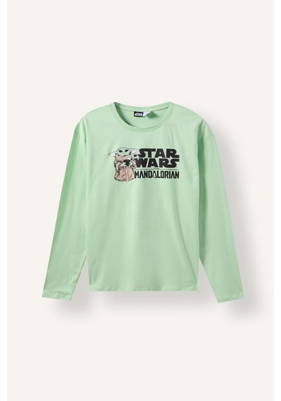 Defacto %100 Pamuk Star Wars-mandalorian Pijama Takımı Uzun Kollu Üst Uzun Alt F7497ax26augn693 Yeşil-gn693
