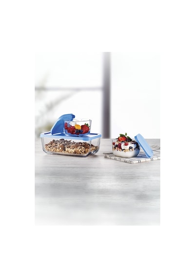 15 Parça Snowbox Mavi Kapaklı Saklama Kabı Takımı 5 Büyük + 10 Küçük Özel Set Mavi