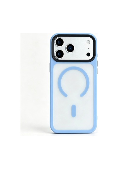 Apple iPhone Uyumlu  Uyumlu 18 Pro Max Kılıf Mat Arka Yüzey Wireless Şarj Özellikli Zore Flet M-safe Kapak Açık Mavi