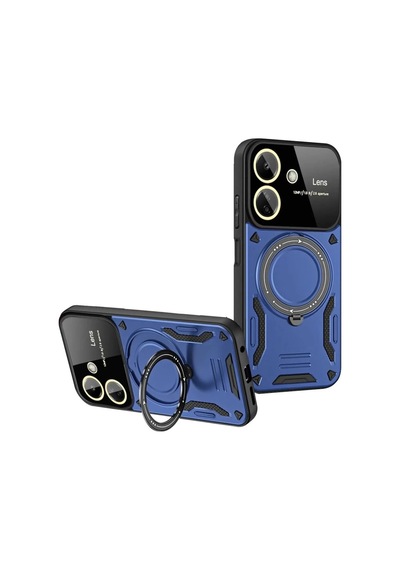 Xiaomi Redmi 13c Kılıf Joy Lens Standlı Kapak - Lacivert Düz Renkli