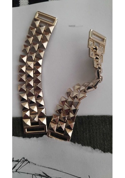 Bronz Gold Pıramıd Metal Toka 9x1,7 Cm İç Kemer 1 Cm 2 Adet