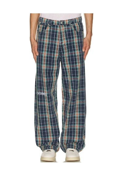 American Rag Cie Navy Renk Formula Plaid Baggy Jean Pantolonlar Şık Ve Rahat Tasarım Lacivert