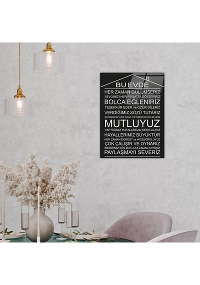 Decorita Cam Tablo | Bu Ev - Siyah Fon