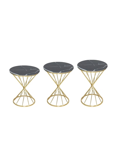 Zigon Rivoli BRC Model Siyah Mermer Temper cam Metal Çelik Gold Renk Kaplama Ayak El Yapım