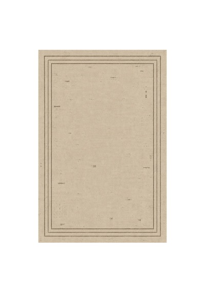 Kartela Halı Eskitme Çizgi Bordürlü Halı Bej Kaymaz Taban Makinede Yıkanabilir 100x150 Cm