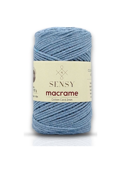Premium Koton Pamuk Makrome İpi Bebe Mavisi 2mm Cotton Zincir Makrome Çanta İpi Supla İpi Koton İp