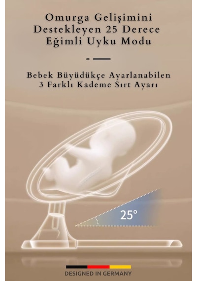 Kiwi Eggy Plus Elektrikli Otomatik Sallanan Bebek Ana Kucağı, 5 Farklı Sallanma Hızı, Oyuncaklı Gümüş
