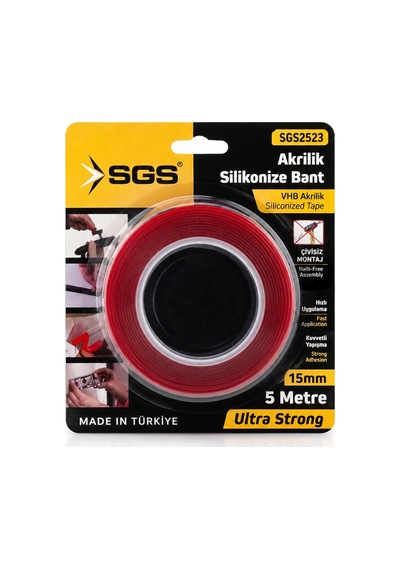 Sgs-2523 Vhb Akrilik Silikonize Bant 15mmx5yrd Bandı Çift Taraflı Bant Diğer