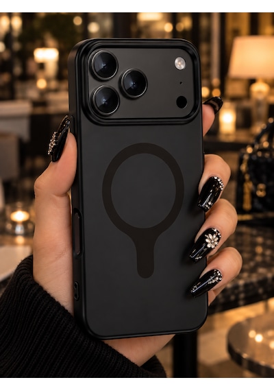 Apple Uyumlu iPhone 18 Pro Max/17 Pro Max Uyumlu Magsafe Siyah Velora Kılıf Mat Silikon 2mm Kamera Korumalı Wireless Şarj Destekli Premium Kılıf-kapak