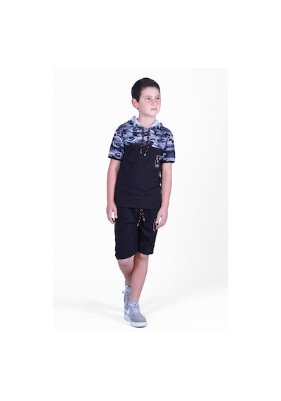 Fyk Kids Kamuflaj Desenli Kaprili, Sweatshirt Lü Erkek Çocuk Alt Üst Takım Gri