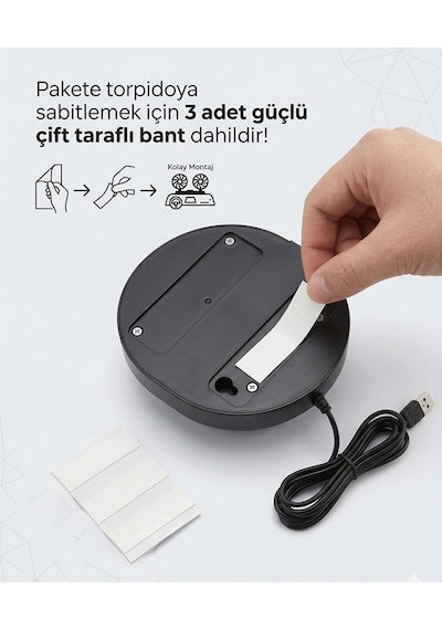 Mega Oto Market Araç İçi Torpido Üstü 360 Döner Başlıklı Tek Fanlı Oto Pervane - Usb Girişli