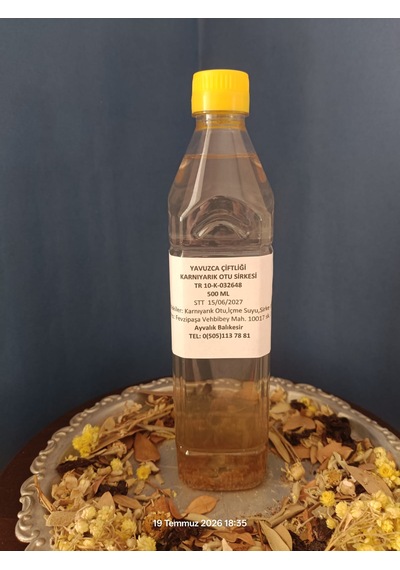 El Yapımı Doğal Fermente Filtre Edilmemiş Katkısız Karnıyarık Otu Sirkesi 500 Ml