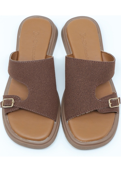 Nesilshoes Nesil Shoes Dvm 210 Kahve Süet Tokalı Kadın Terlik