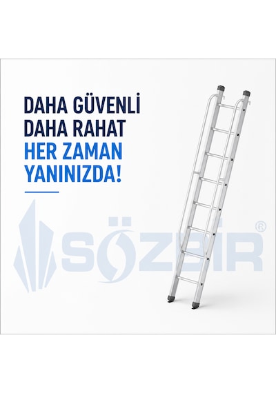Sözbir 3 Mt Korkuluk Kancalı Alumınyum Merdiven 3 Mt Kadar Uzanan