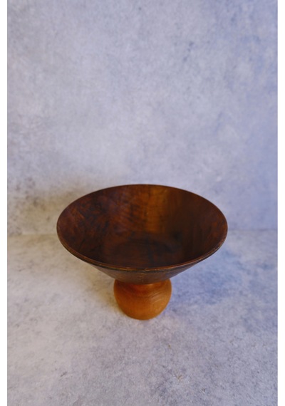 Justwood Ligna Melamin Ahşap Rölyefli 19 Cm Nar Ayaklı Salata Tabağı, Servis Tabağı, Çukur Kase Koyu Kahverengi