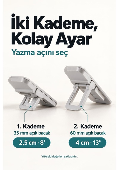 2 Kademeli Yükseltme Ayarlı Katlanır Mini Laptop Standı Yapışkanlı Ayak 2 Adet