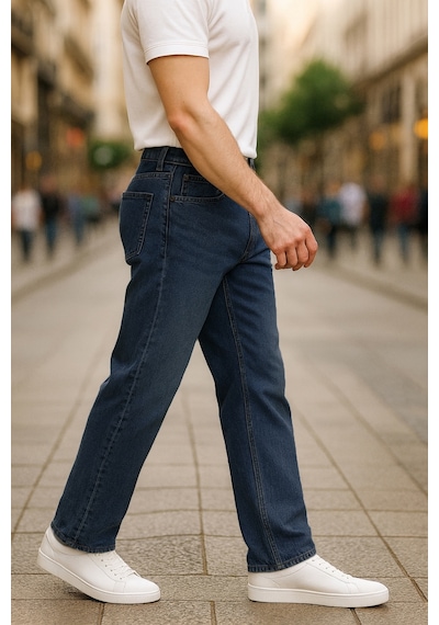 Cedy Denim Regular Fit Jean Martin Yüksek Bel Standart Kesim Esnek Kot Pantolon C336 Mavi