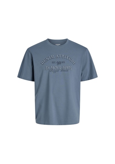 Jack & Jones Jack Jones Yazı Baskılı Büyük Beden Erkek Tişört 12294518 Mavi